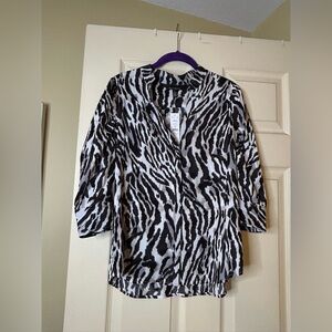 White House Black Market Leopard Print Blouse